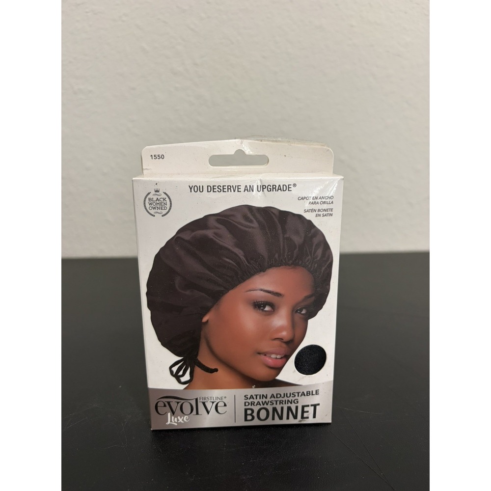 Evolve Luxe Satin Wide Edge Bonnet, Black, for Hair